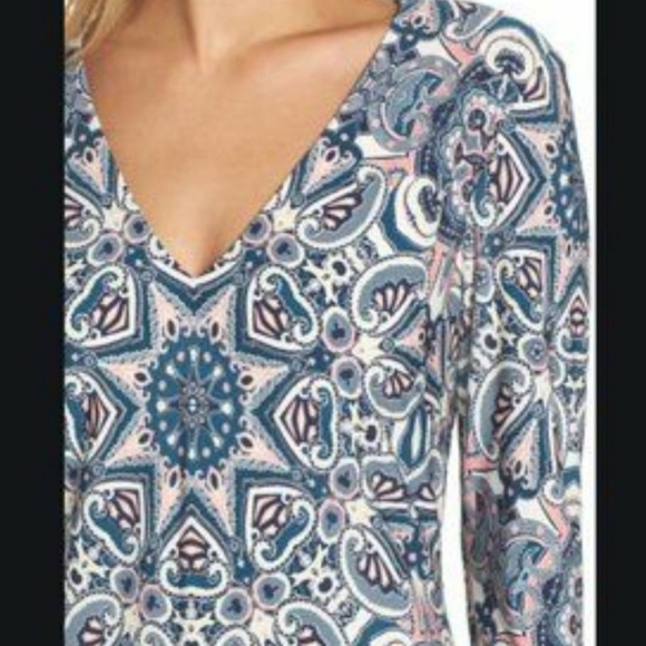 ELIZA J Knit A Line Paisley Print Mini Dress, Size 4 - Picture 3 of 10